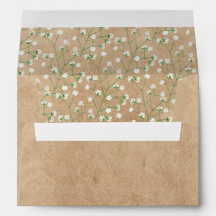 Babys Breath Watercolor Floral Rustic Boho Wedding Envelope