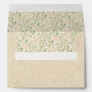 Babys Breath Watercolor Floral Rustic Boho Wedding Envelope