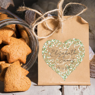 Baby's Breath Watercolor Flowers Rustic Boho Chic Heart Sticker