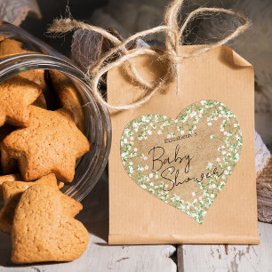 Baby's Breath Watercolor Flowers Rustic Boho Chic Heart Sticker