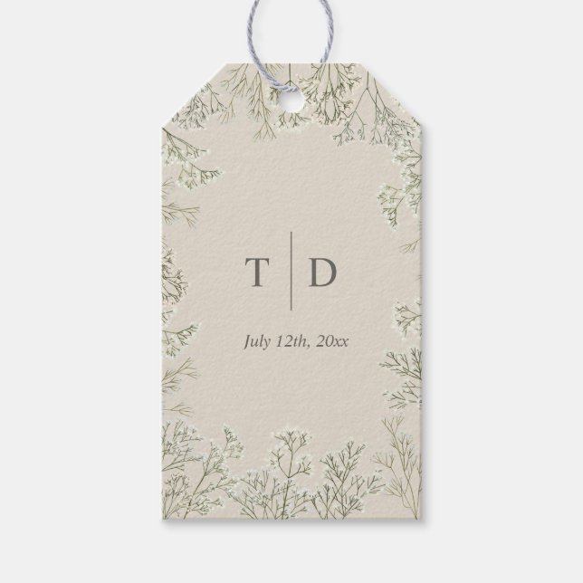 Baby's Breath Wedding Monogram Gift Tags (Front)