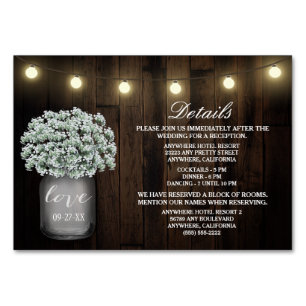 Babys Breath Wedding Reception Accommodation Cards