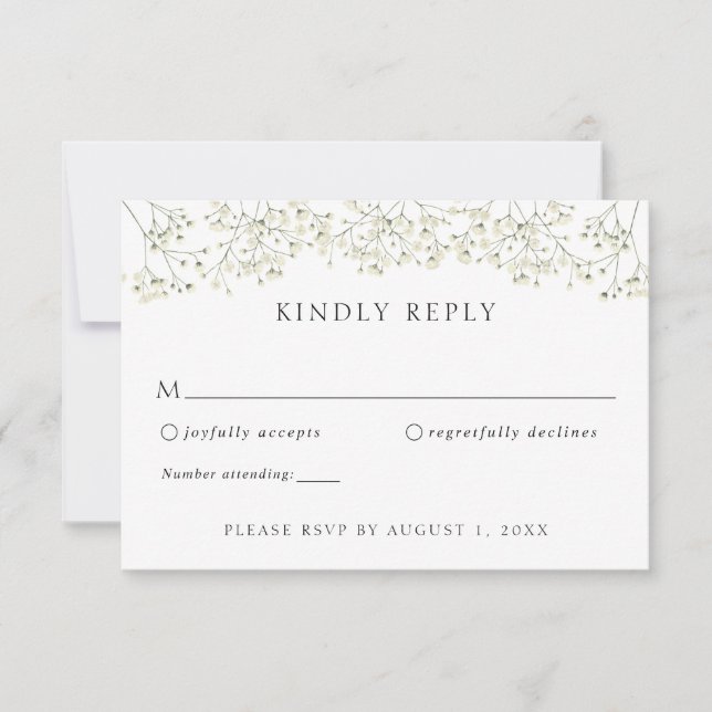 Baby's Breath Wedding RSVP Response Invitation (Front)