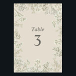 Baby's Breath Wedding  Table Number<br><div class="desc">Illustration gypsophila baby's breath around edge with rustic off white background and grey text.</div>