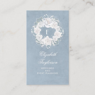 Baby's Breath White and Dusty Blue Floral Business Card