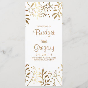 Baby's Breath White and Gold Wedding Programs Programme