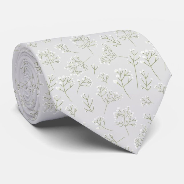 Baby's Breath White Floral Gypsophila Tie (Rolled)