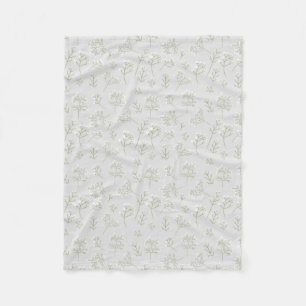 Baby's Breath White Floral Watercolor Gypsophila Fleece Blanket