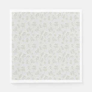 Baby's Breath White Floral Watercolor Gypsophila Napkin