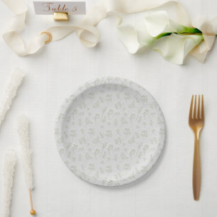 Baby's Breath White Floral Watercolor Gypsophila Paper Plate