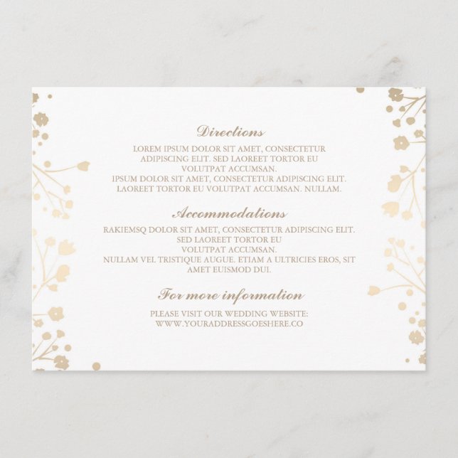 Baby's Breath White Wedding Details - Information Enclosure Card (Front)