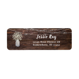 Baby's Breath Wood & String Light Return Address