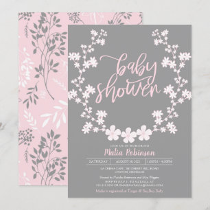 Baby's Breath Wreath Floral Baby Shower Invitation