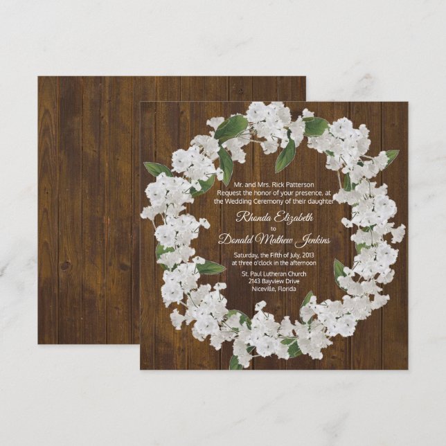 Babys Breath Wreath Wedding Invitation (Front/Back)