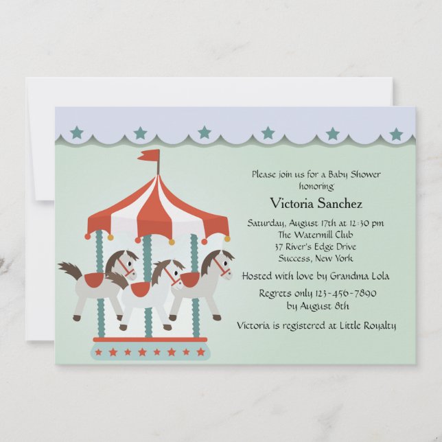 Baby's Carousel Invitation (Front)
