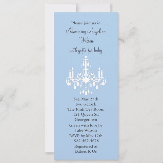 Baby's Chandelier (blue) Invitation (Front)