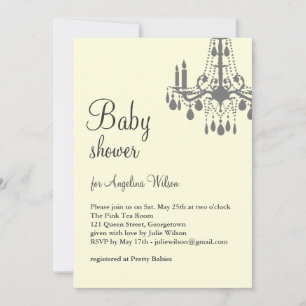 Baby's Chandelier in grey & yellow Invitation