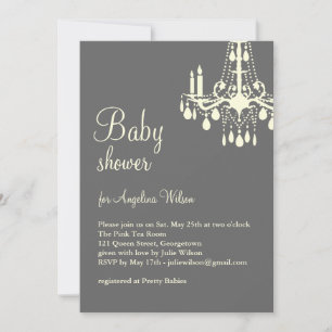 Baby's Chandelier in grey & yellow Invitation