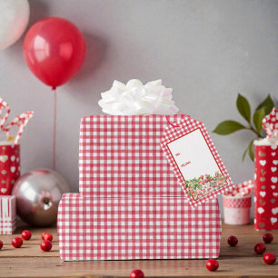Baby's Cherry First Red Gingham Birthday Gift Tags