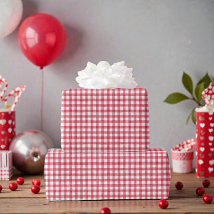 Baby's Cherry First Red Gingham Birthday Wrapping Paper