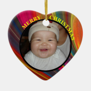 Baby's Colourful Merry Christmas Photo Ornament