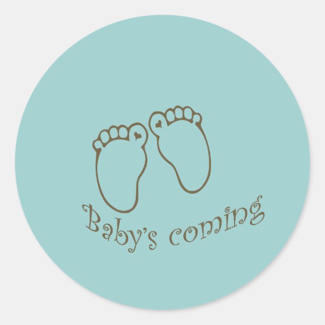 babys coming feet classic round sticker (Front)