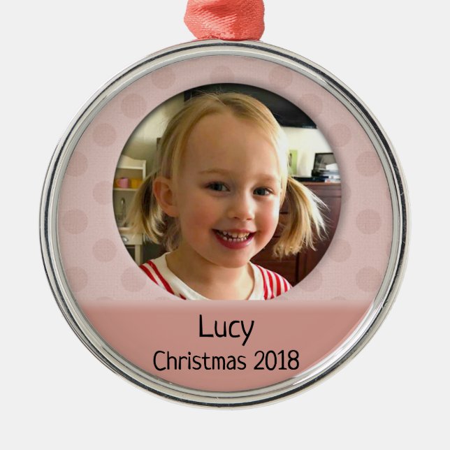 Baby's Custom First Christmas Photo Ornament (Front)