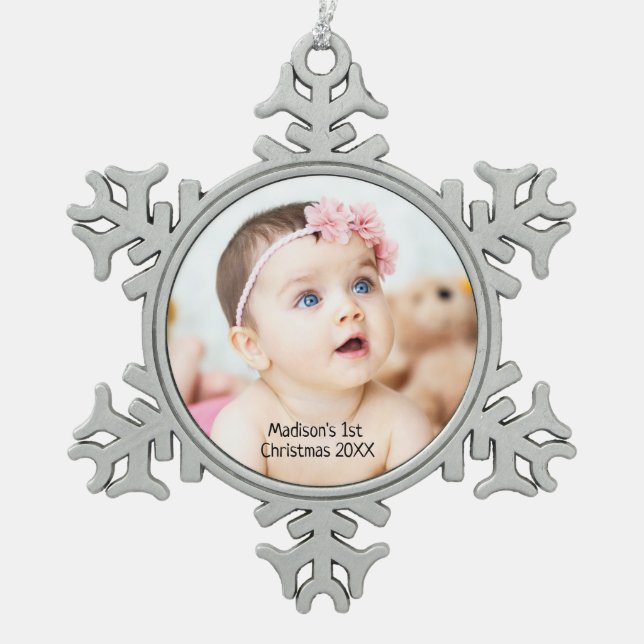 Baby's Custom First Christmas Photo Ornament (Front)