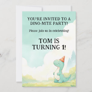 Baby's Cute Cartoon Baby Dinosaur Birthday Party Invitation