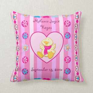 Baby's duck in Heart pillow with name & text