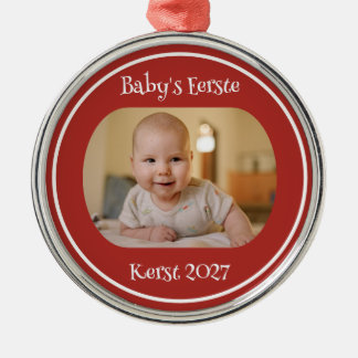 Baby's Eerste Kerst Ornament m/ Foto en Jaar