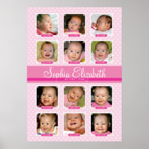 BABY'S FIRST 12 MONTHS BIRTHDAY KEEPSAKE  girl Poster
