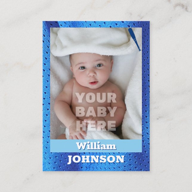 Baby's First Baseball Card Boy Birth Announcement  (Front)