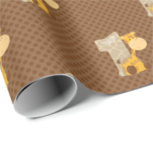 Baby's First Birthday   Baby Giraffe   Safari Wrapping Paper