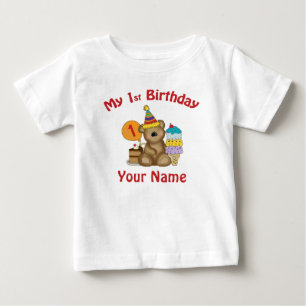 Baby's first birthday bear personalised baby T-Shirt