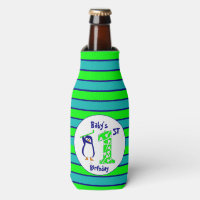 Baby's first birthday golfing penguin horizontal