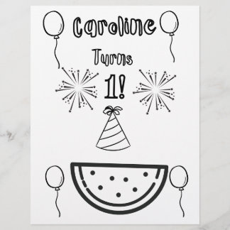 Baby's First Birthday Party Colouring Pages Custom Letterhead