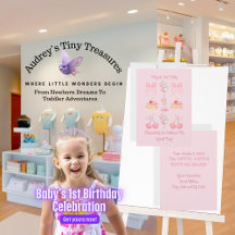 Baby's First Birthday Pastel Pink Bows Invitation