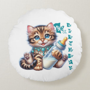  Baby's first birthday. Round Cushion