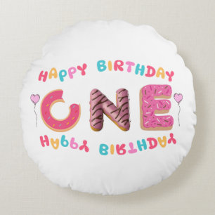 Baby's first birthday round cushion