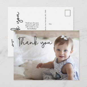 Baby's first birthday Thank You Photo Postcard