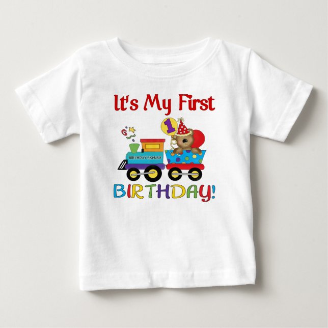Baby's first birthday train baby T-Shirt (Front)