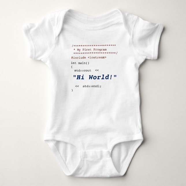 Baby's First C++ Program Baby Bodysuit (Front)