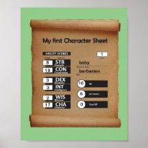 Baby's first Character Sheet Poster - Custom