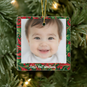 Baby's first christamas with name ceramic ornament