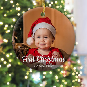 Baby's First Christmas 1 photo Ceramic Tree Decoration