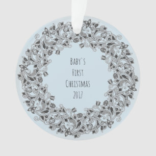Baby's First Christmas 2017 light blue ornament