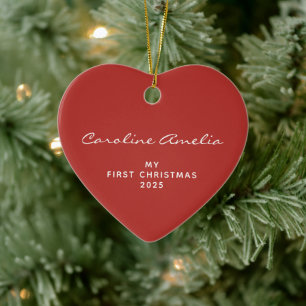 Baby's First Christmas 2024 Personalised Red Ceramic Tree Decoration