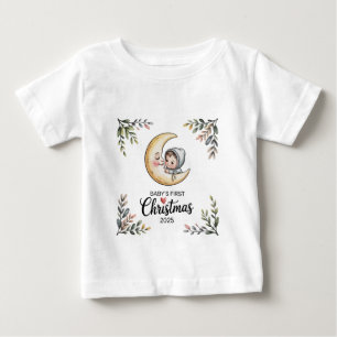 Baby's First Christmas 2025 Vintage Moon & Baby T-Shirt