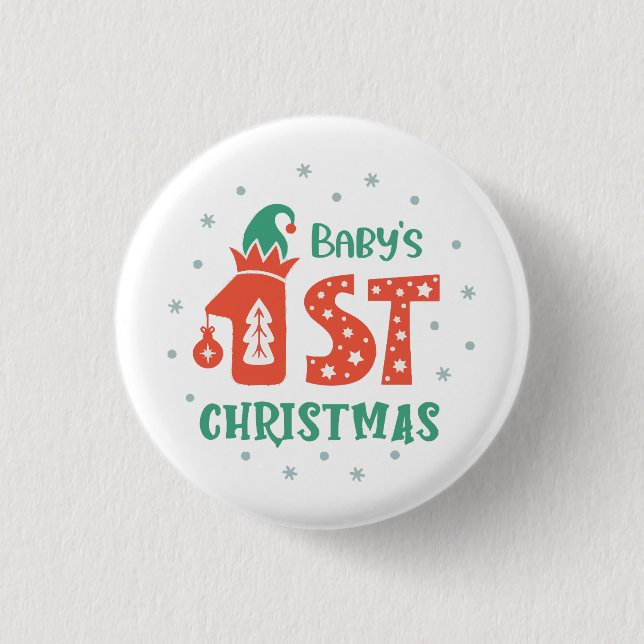 Baby's First Christmas  3 Cm Round Badge (Front)